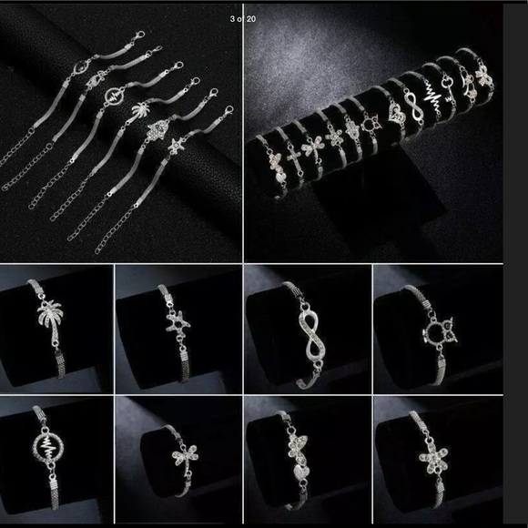 NWT Sterling Silver Crystal Charm Bracelet - Picture 3 of 11